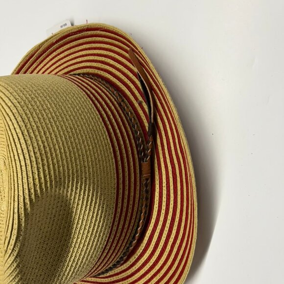 Goorin Bros Sweetie Souse Straw Fedora in Natural and Red Size Large - Picture 3 of 5